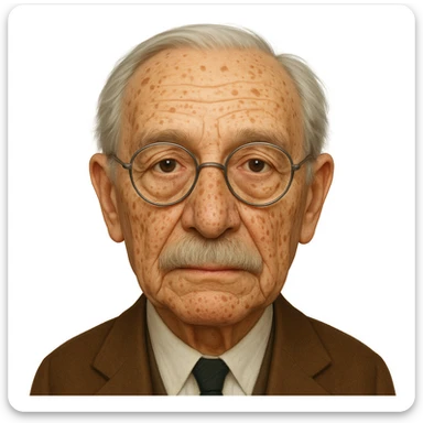 Add more age spots and freckles, and make the face more closely resemble Hans Jonas, German philosopher, while keeping the emoji style. sticker