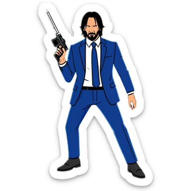 John Wick in action pose with weapons sticker