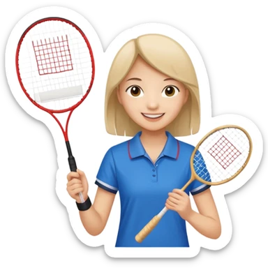 ancient hanbook girl with badminton racket sticker