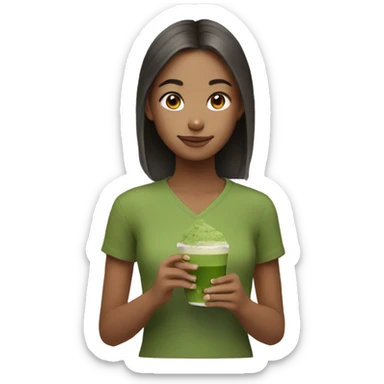 Girl with matcha sticker