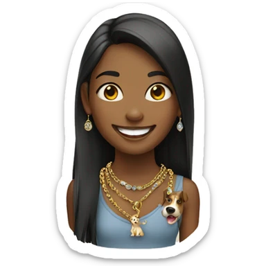 smiling girl with dog jewelry sticker