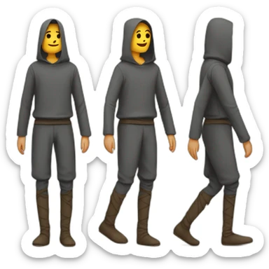 person with legs way longer than usual, covered with pants that are wide at the bottom, walking, medieval sticker