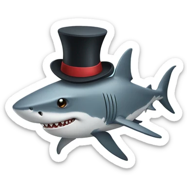 Shark with a top hat sticker