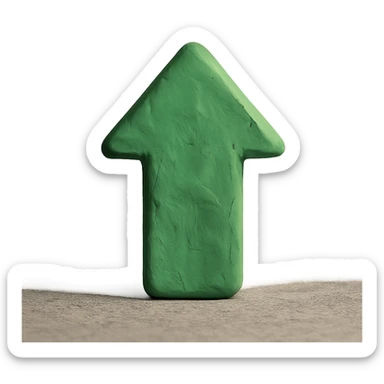 green up arrow in claymation style sticker