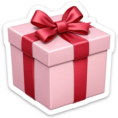 gift box pale pink with red satin bow sticker
