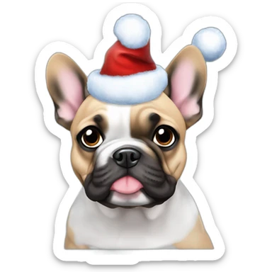 merle frenchie christmas hat blue eye sticker