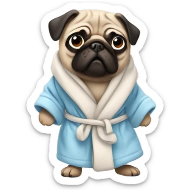 pug wearing a dressing gown sticker
