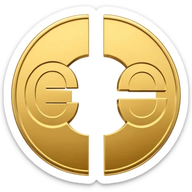 flat iPhone-style emoji of a dollar coin cut in half, both halves visible, simple and flat design sticker
