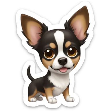 dark fur with brown white dog chihuahua sticker
