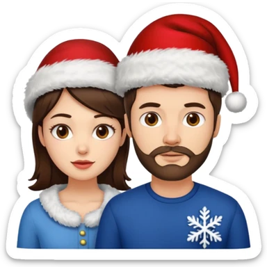 SCOTTISH MAN WITH STUBBLE AND BRUNETTE WOMAN WITH XMAS HAT sticker