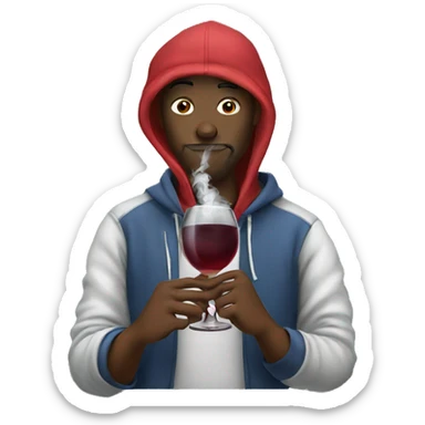 Guy with hoodie on smoking hookah and drinking wine sticker