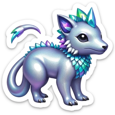 Shiny epic glittery iridescent silvery animal-fakemon-creature sticker