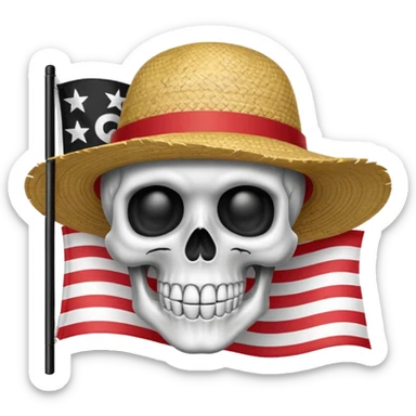 Fait moi un drapeau de tête de mort avec sur la tête un chapeau de paille sticker