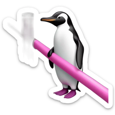 Pinguin who’s wearing a pink short on a pole bar sticker