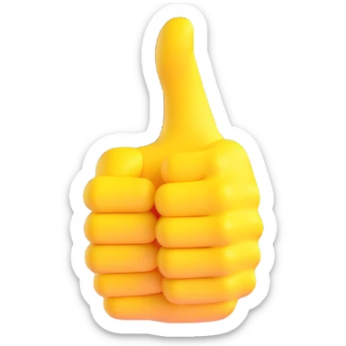 thumbs up hand gesture with bright yellow skin tone sticker