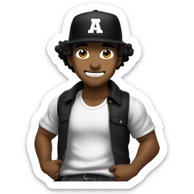 Brown guy whit black baseball hat,  The Boondocks Riley style, shaking hads sticker
