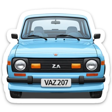 LADA car. Russian car. Model VAZ 2107. Realistic proportions. Front view. sticker