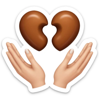 Je veux l'emoji main en cœur 🫶🏾 avec une main marron et une main blanche, deux mains qui forment un coeur sticker
