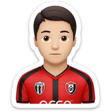 Supporter de L’ogc Nice. Maillot de foot rouge et noir (bandes) logo Kappa. Et logo de L’ogc Nice original. sticker