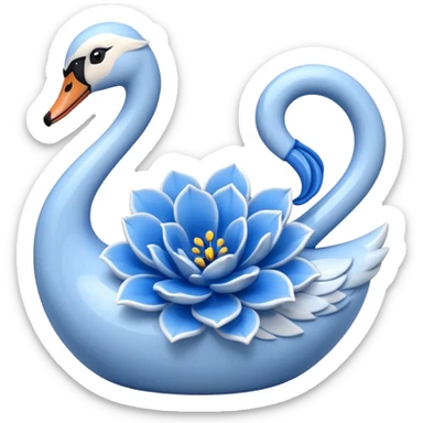 Light blue swan shaped vase with blue flowers in it sticker