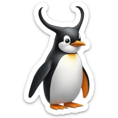 penguin with horns and four legs sticker