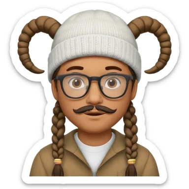 man with braids glasses beanie and goat beard sticker