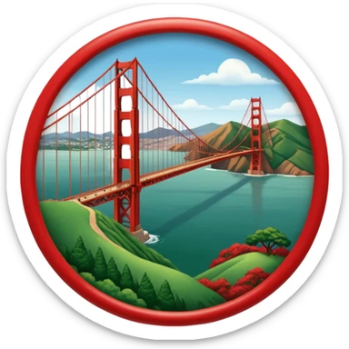 im trying to come up with a classic but still dynamic visual of the golden gate bridge and surrounding hills and the presidio for a work conference sticker