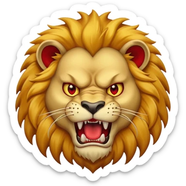Angry lion with red eyes and dangerous teeth sticker