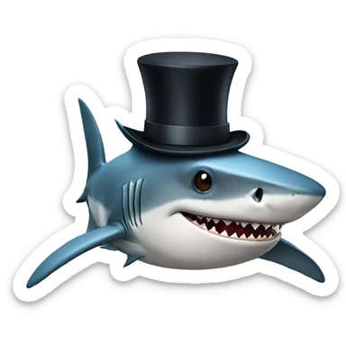 Shark with a top hat sticker