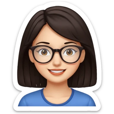 an aesthetic happy girl with dark brunette hair and glasses  sticker