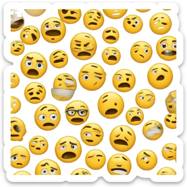 emoji with round yellow face emoji pattern with eyes closing like suspicious face in animated films sticker