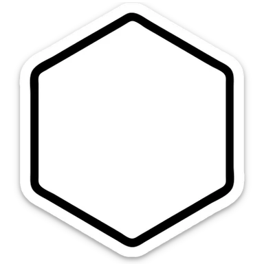 simple line drawing of a benzene ring, structural formula style sticker