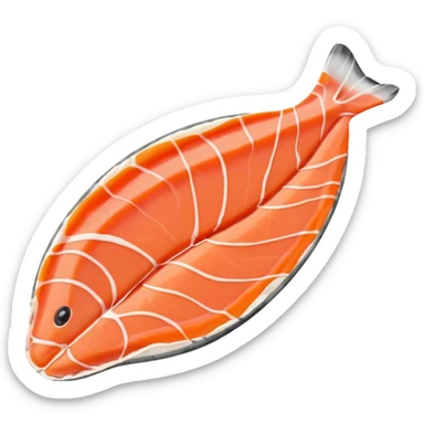 thin slice of smoked salmon, smooth translucent, orange-pink, irregular edges, white marbling, folds, soft, no plate, lemon, or garnish, soft lighting, emoji scale sticker