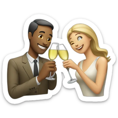 man and woman toasting with two white wine sticker