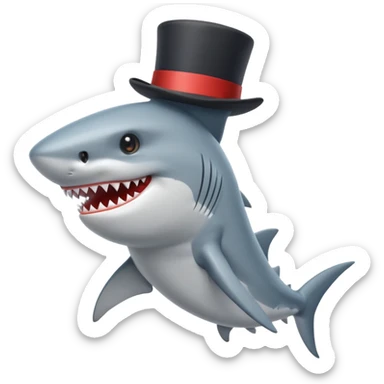 Shark with a top hat standing up sticker