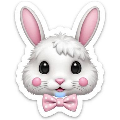 Fluffy rabbit with polka-dot bow tie sticker