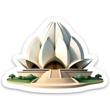 Cinematic Realistic Lotus Temple Landmark Emoji, showcasing the modern architectural marvel with petal‚Äêlike structures rendered with dynamic lighting and graceful textures. sticker