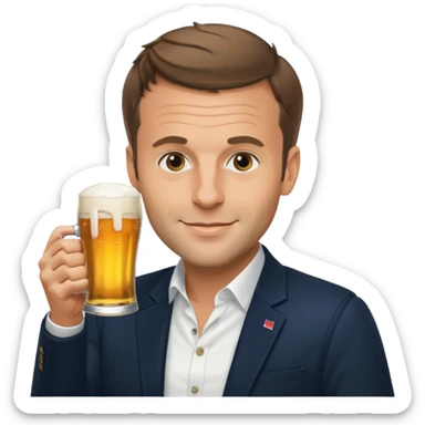 Macron qui boit de la bière  sticker