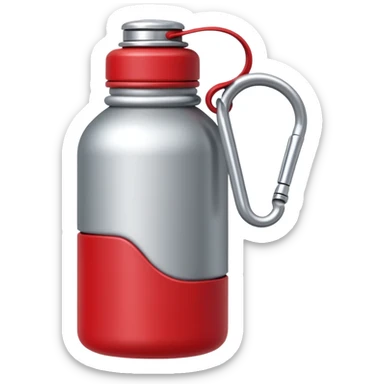 A red metal water bottle, matt red in colour with a silver metal stopper sticker