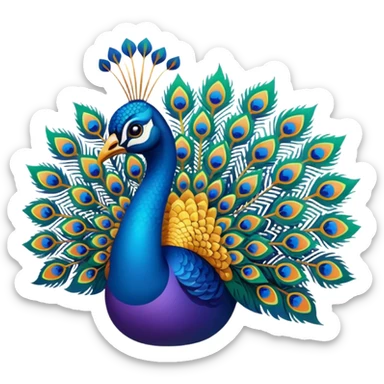 i want a peacock, multiple colors, relatively abstract, bright gradient. art deco style sticker