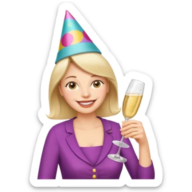 Happy mom is sewing and drinking champagne  sticker