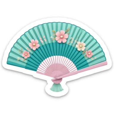 hand held ladies fan with accordian pleats sticker