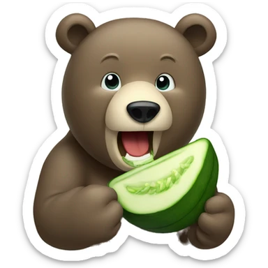 A bear eating cucumber sticker
