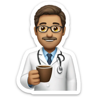 Spanish doctor with a cup of coffee sticker