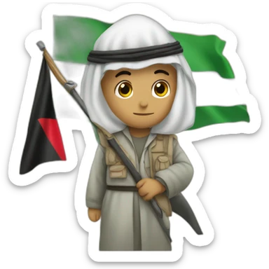Musulman qui tient le drapeau de la palestine sticker