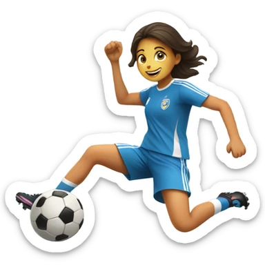 Girl kicking soccer ball  sticker
