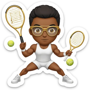 black bodybuilder with gold glasses playing tennis sticker
