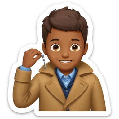 emoji- of a boy putting on his coat sticker