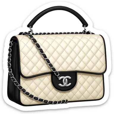 white tweed Chanel bag And black chain sticker