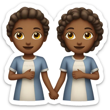 twin sisters hold hands  sticker